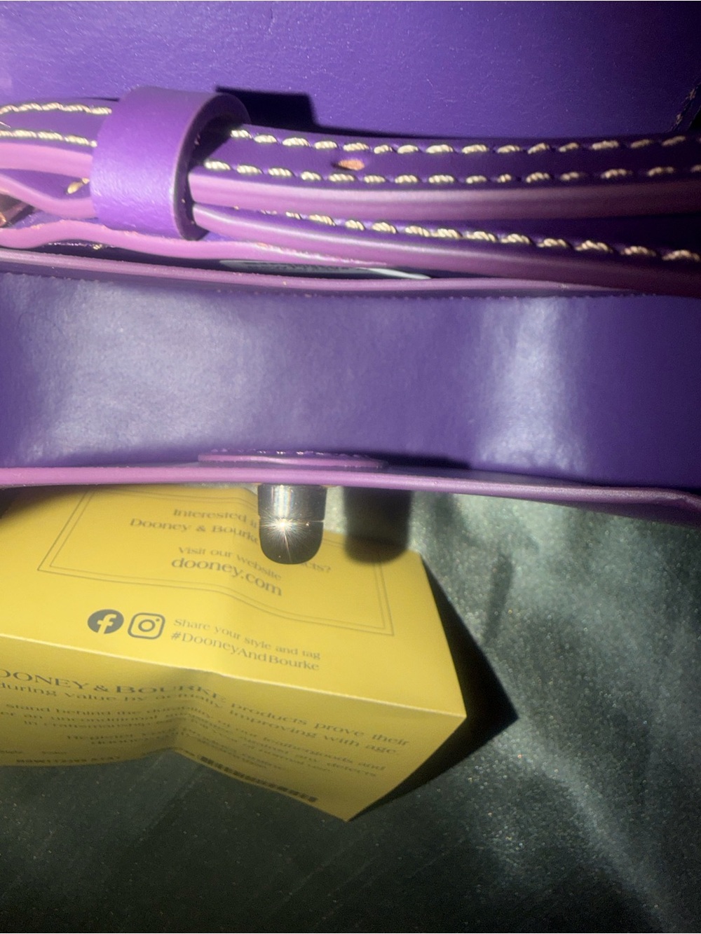 Dooney & Bourke Purple Leather Shoulder Bag with Turn-Lock - Picture 5 of 5